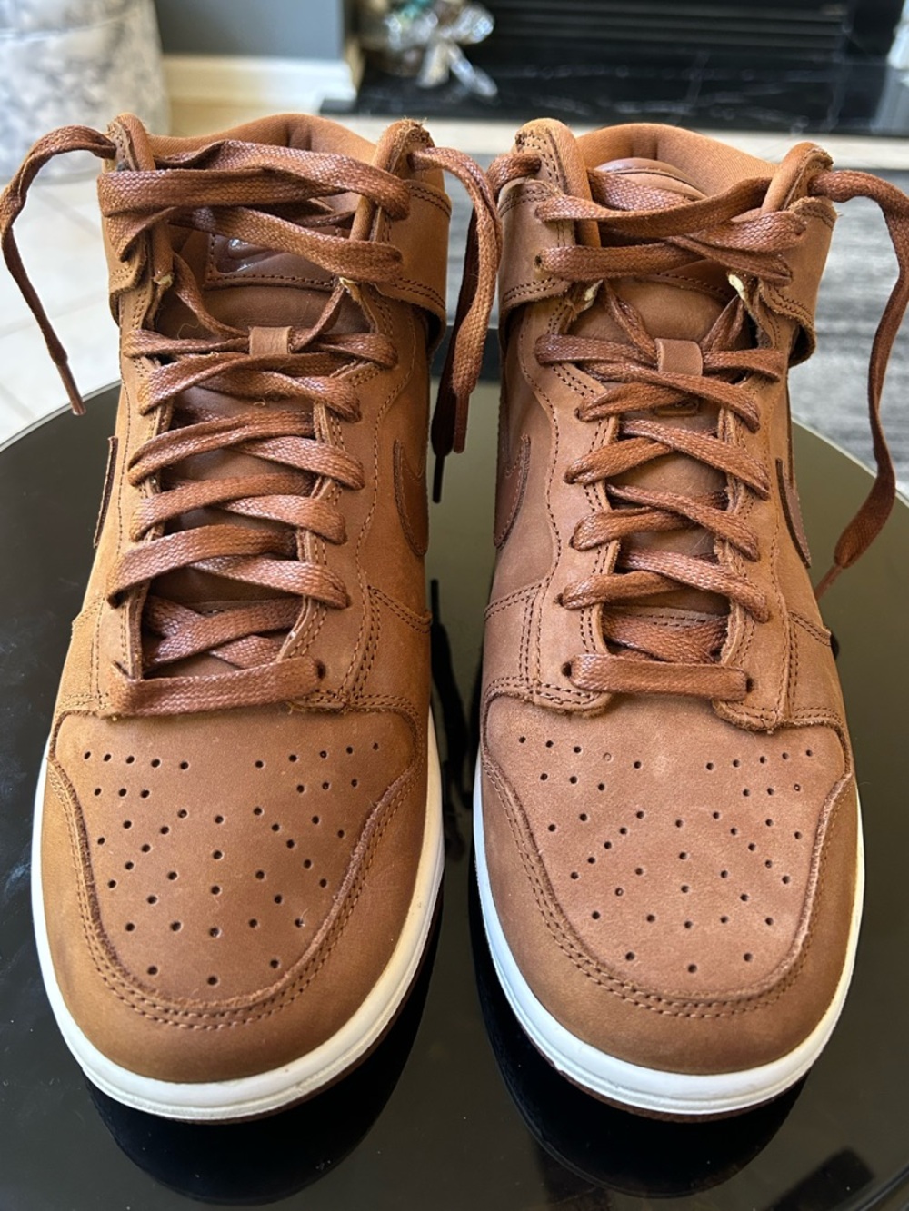 NIKE Dunk High Premium Pecan Leather Sneakers - Picture 6 of 11
